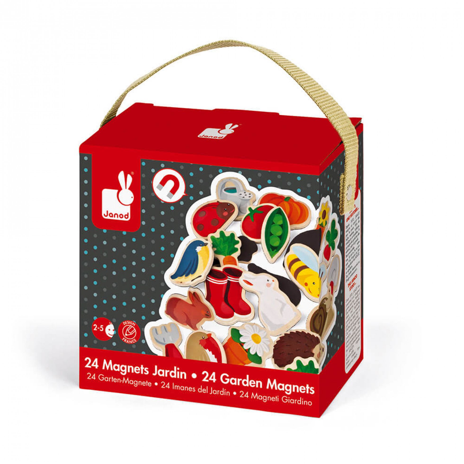 Set 24 figurine magnetice din lemn Gradina - Janod 5