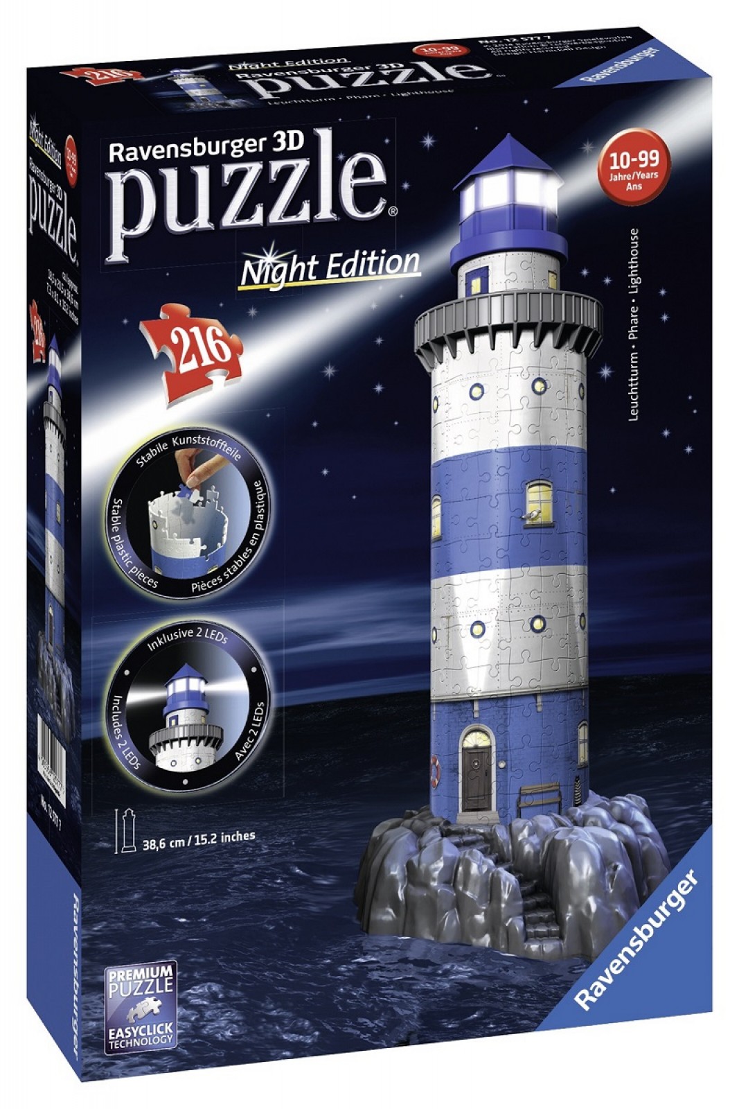 Puzzle Luminos Farul Noaptea cu 216 piese - Ravensburger 2