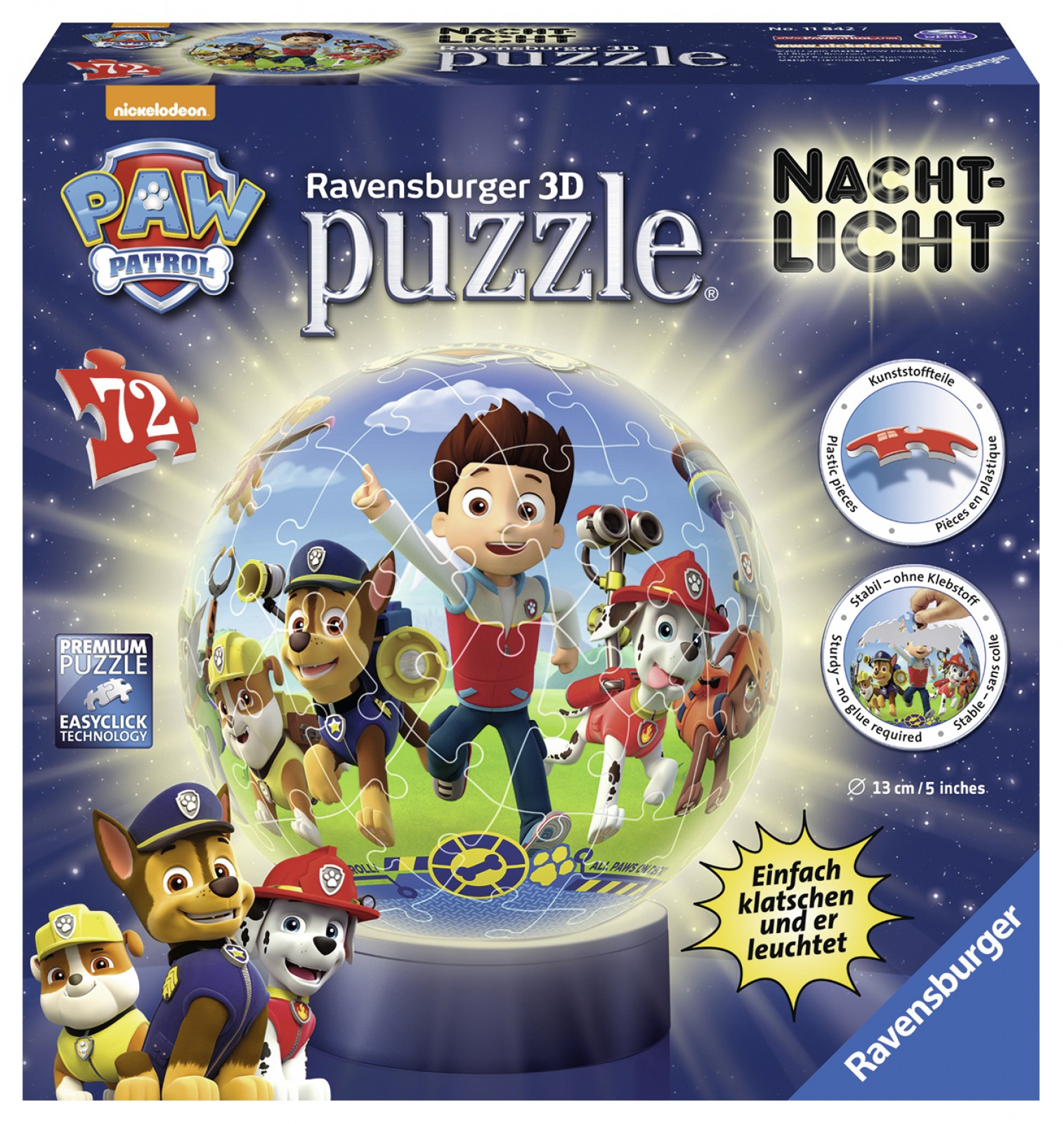 Puzzle 3D Patrula Catelusilor cu Lumina din 72 piese - Ravensburger 1