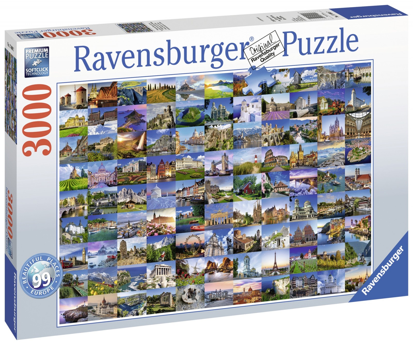 Puzzle 99 de Locuri Frumoase din Europa cu 3000 piese - Ravensburger 1