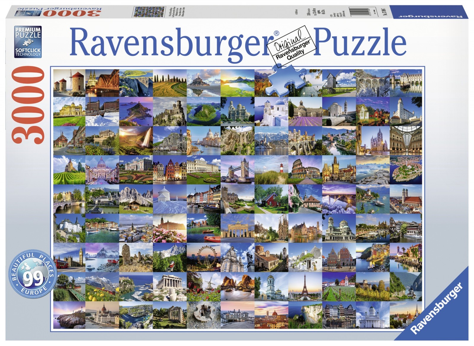 Puzzle 99 de Locuri Frumoase din Europa cu 3000 piese - Ravensburger 2