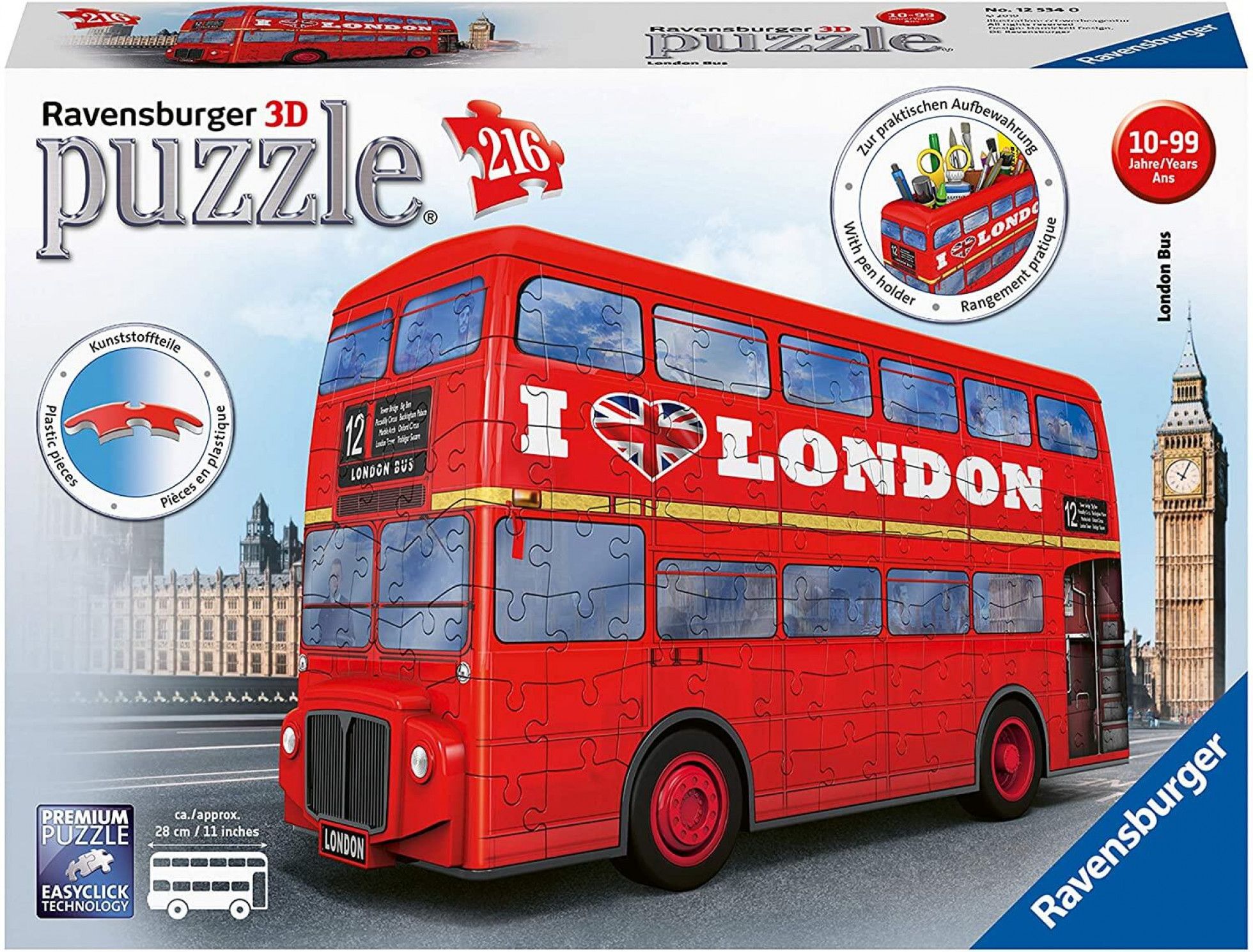 Puzzle 3D Autobuz Londra cu 216 piese - Ravensburger 1