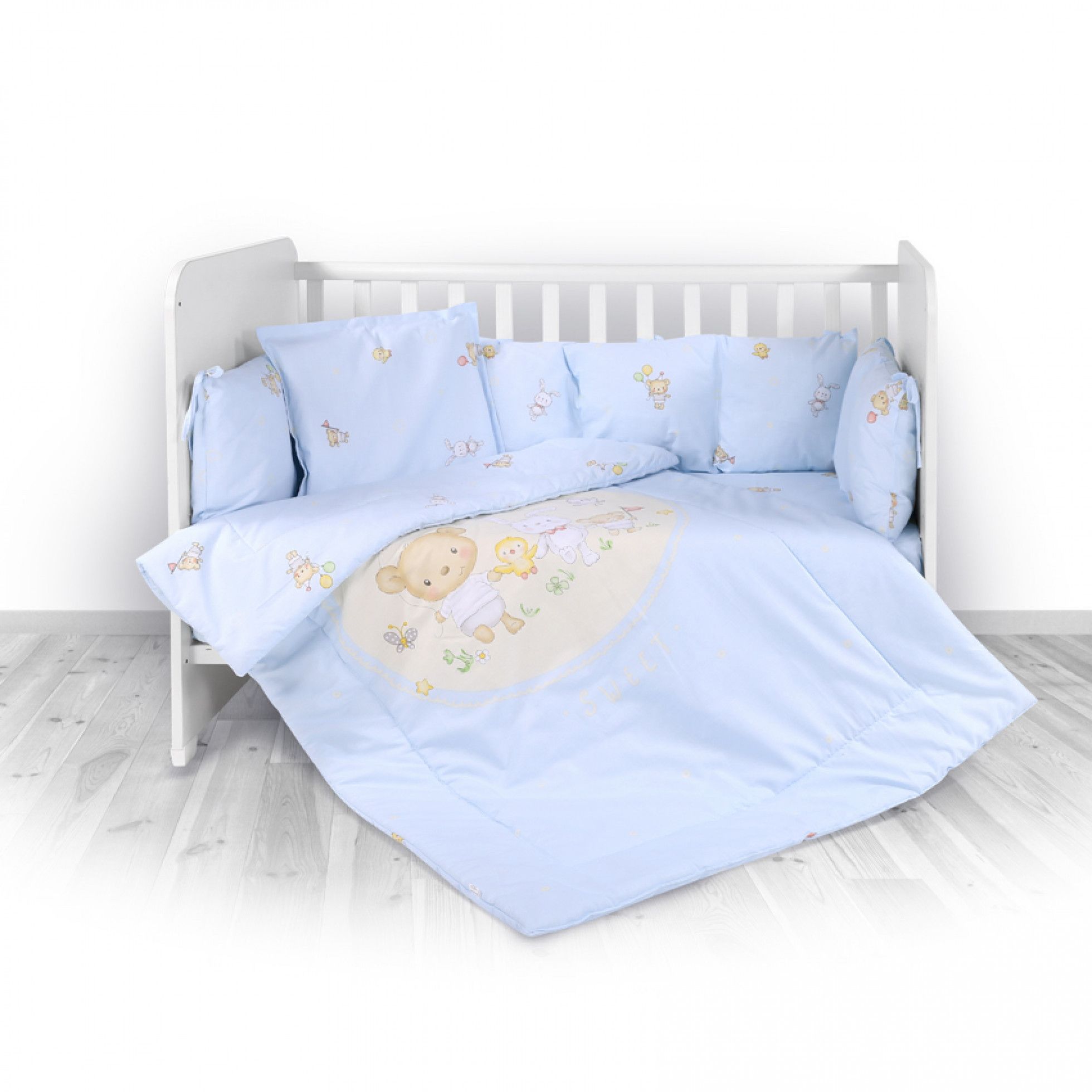 Set lenjerie de pat Lily 7 piese Bear Party Blue - Lorelli 1