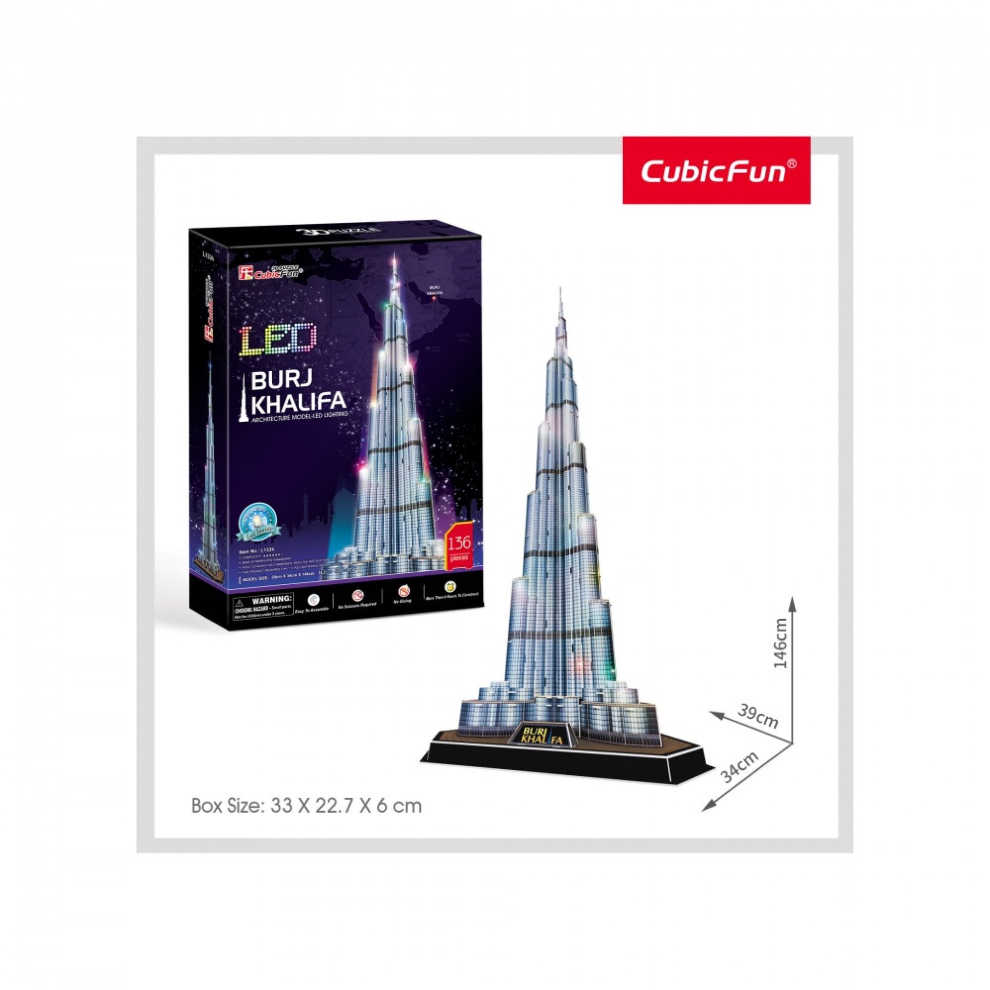 Puzzle 3D LED Burj Khalifa - CubicFun 2