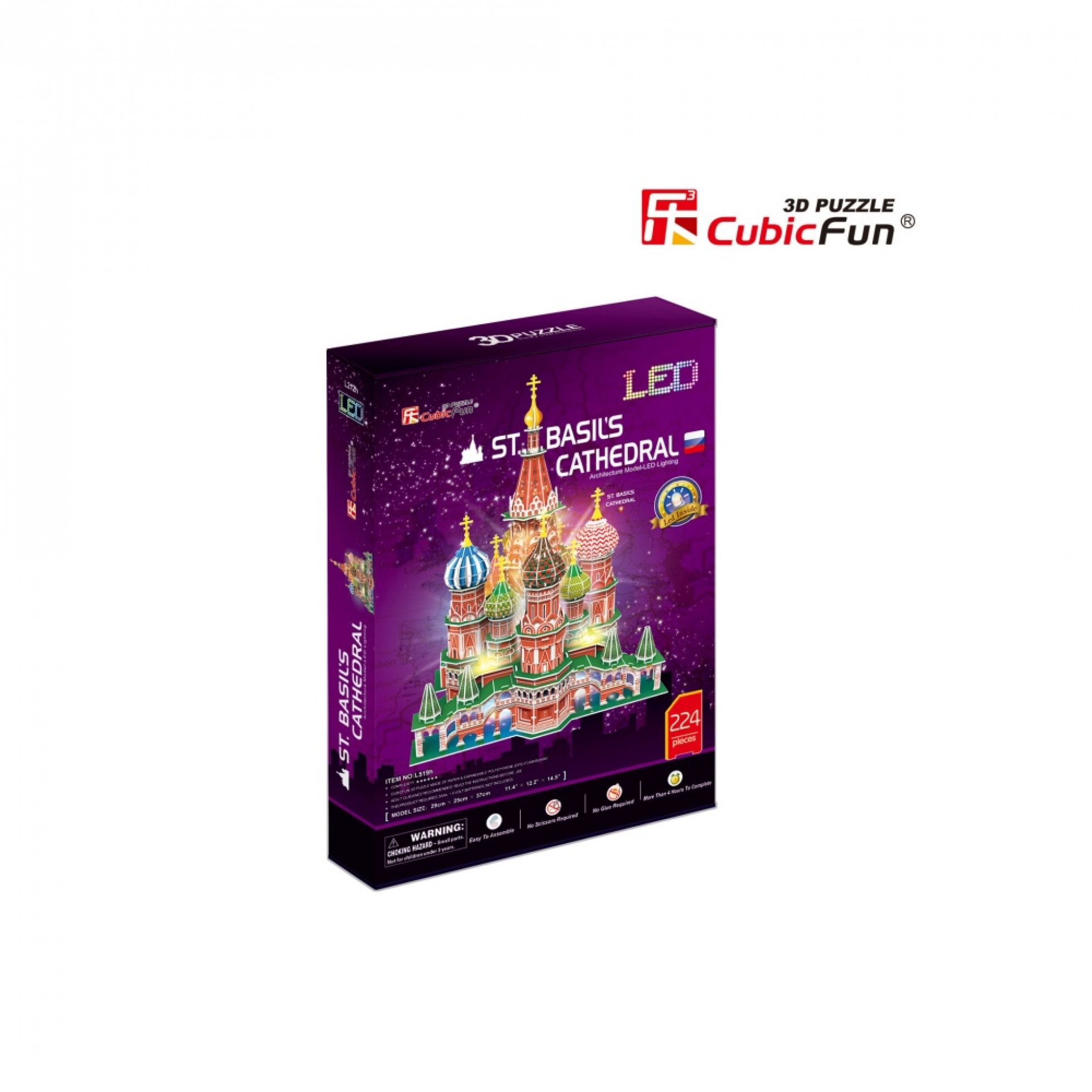 Puzzle 3D LED catedrala St. Basil 224 piese - CubicFun 2