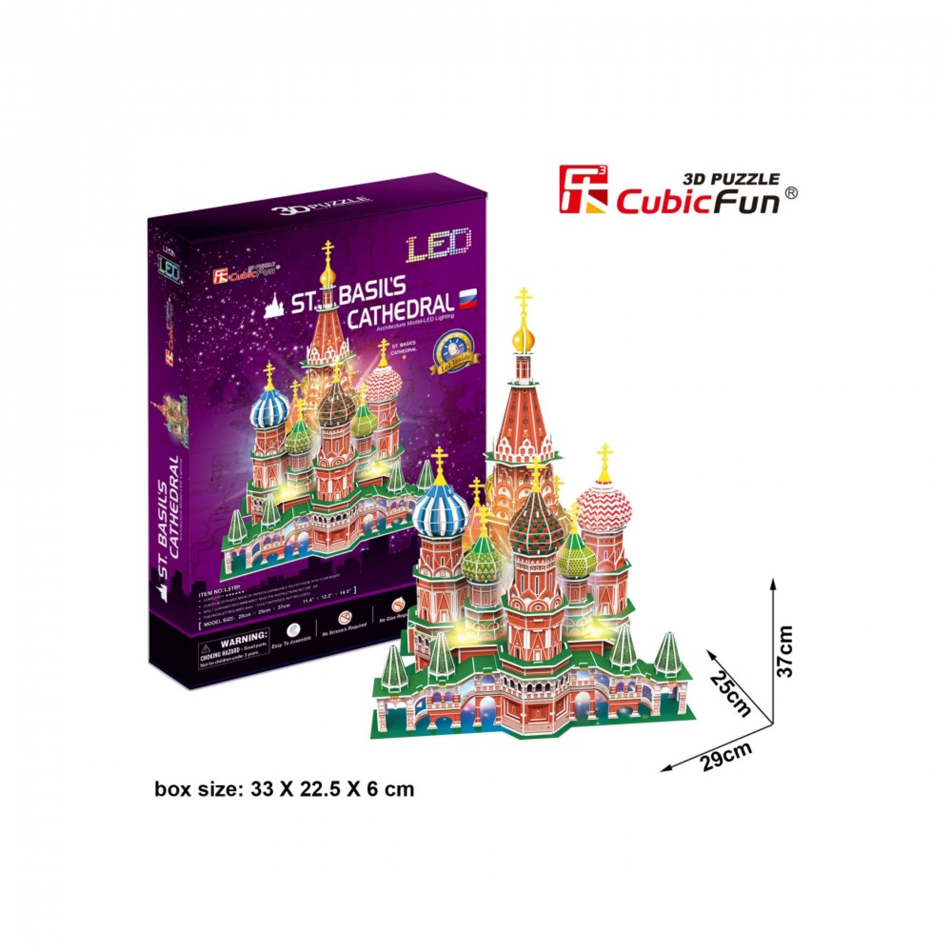 Puzzle 3D LED catedrala St. Basil 224 piese - CubicFun 4