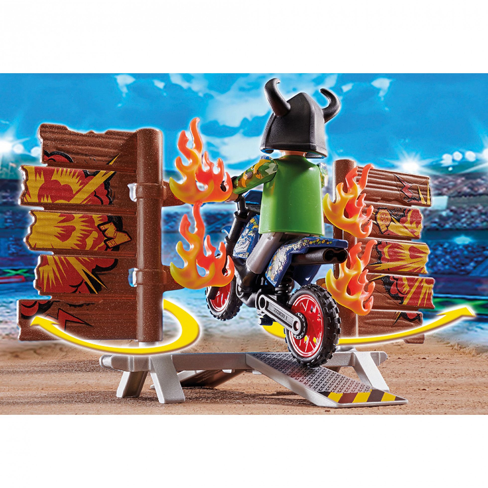 Stunt show - motocicleta cu perete de foc - Playmobil 3