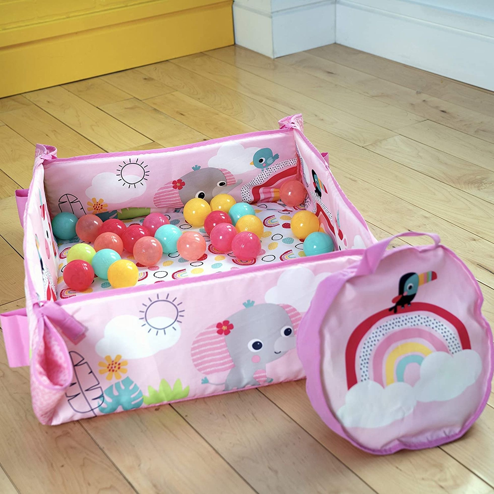 Salteluta de activitati 5 in 1 Gym & Ball Pit Rainbow Tropics - Bright Starts 9