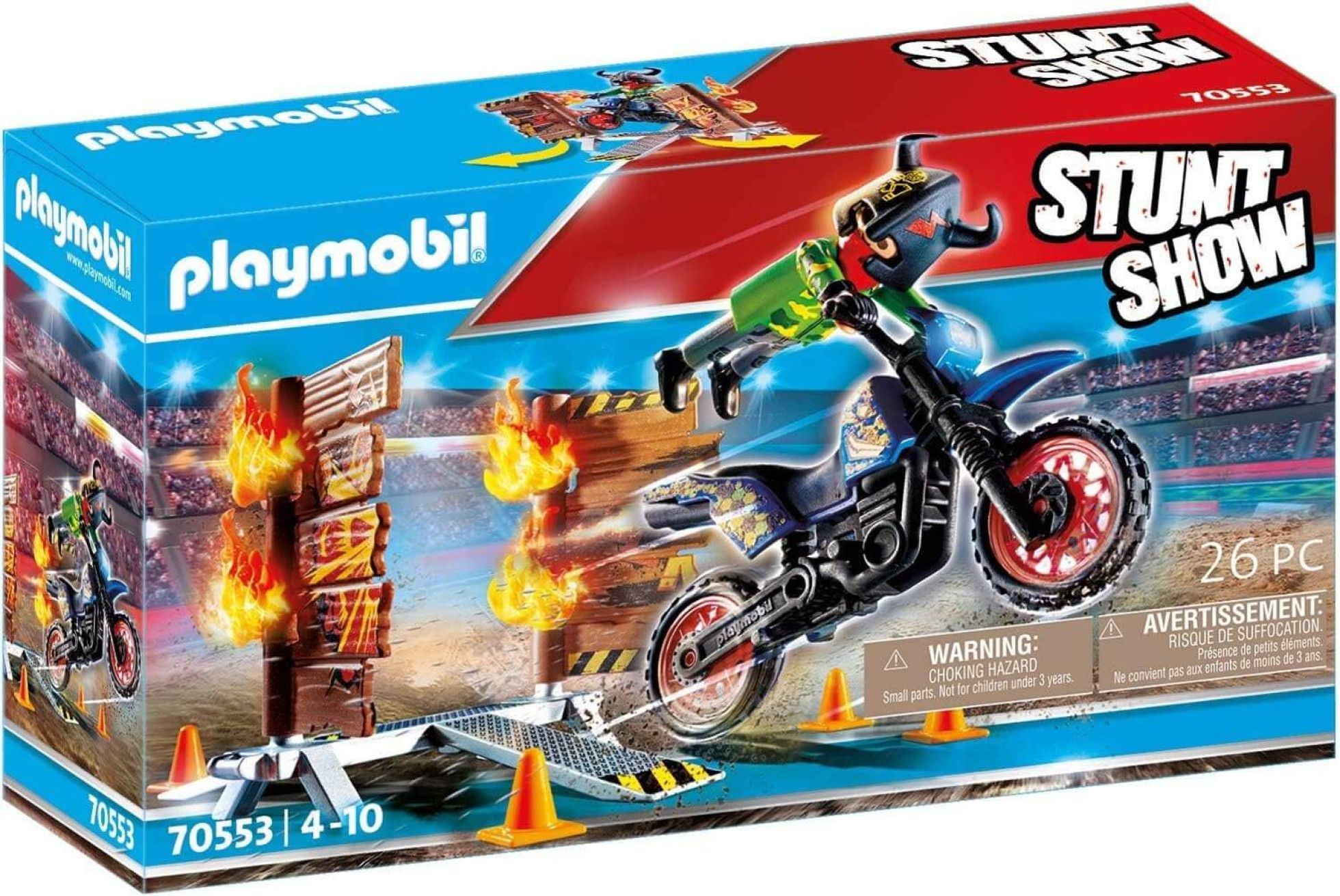 Stunt show - motocicleta cu perete de foc - Playmobil 1