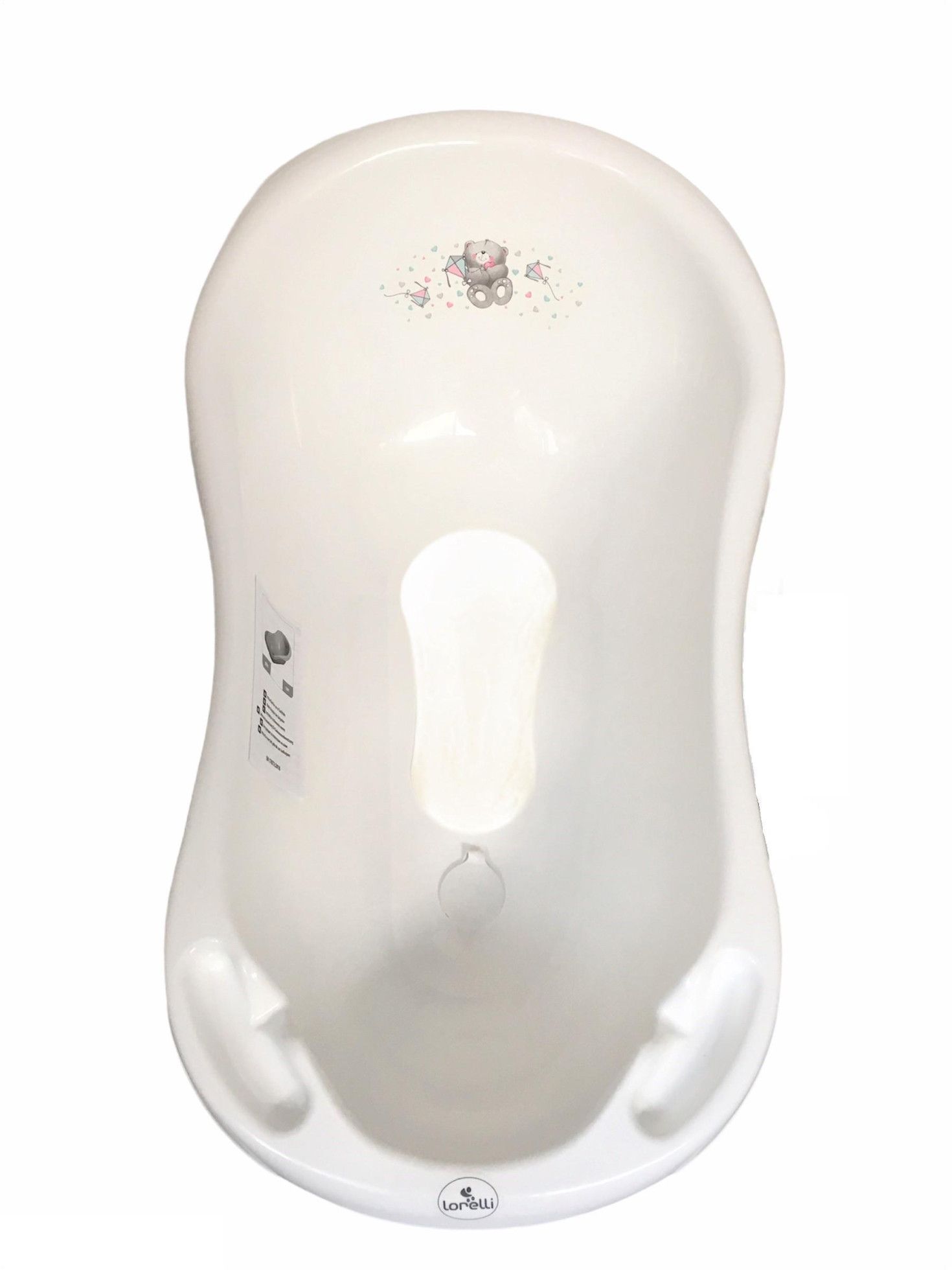 Cada de baie 84 cm cu dop cu covor antiderapant, Bear White - Lorelli 2