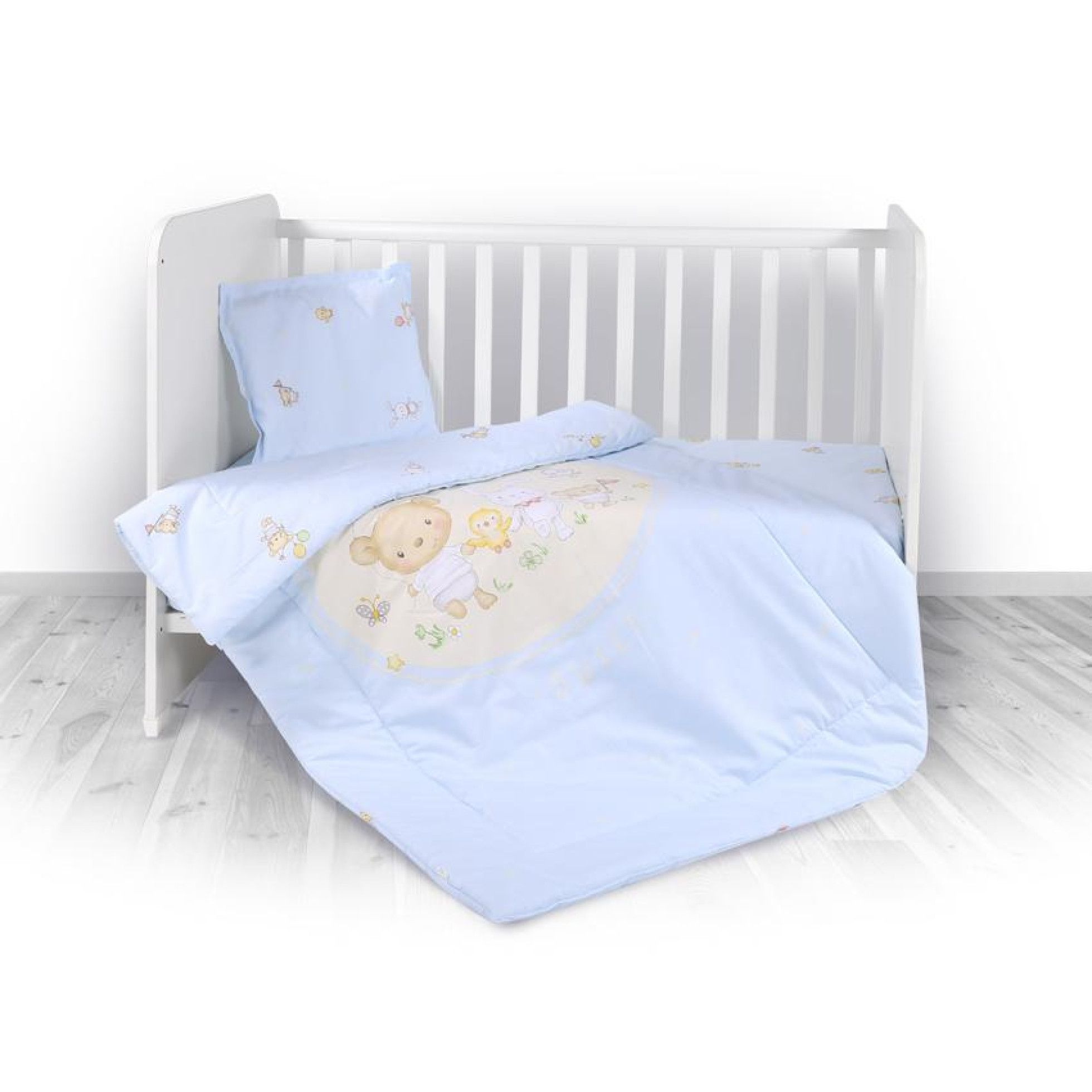 Set lenjerie pat 3 piese, bumbac ranforce, Cosy, Bear Party Blue - Lorelli 2