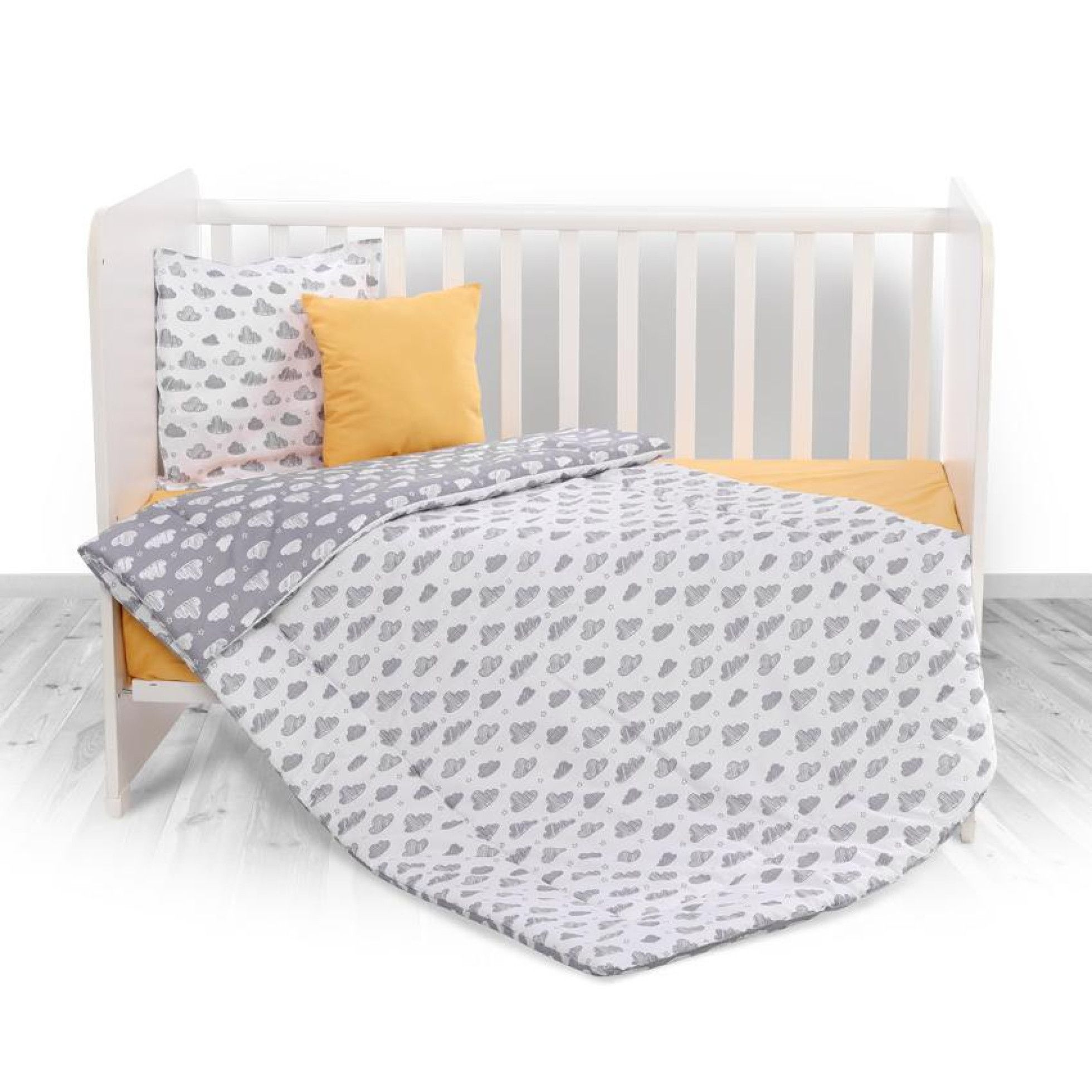 Set lenjerie pat 3 piese, bumbac ranforce, Cosy, Grey Clouds - Lorelli 2