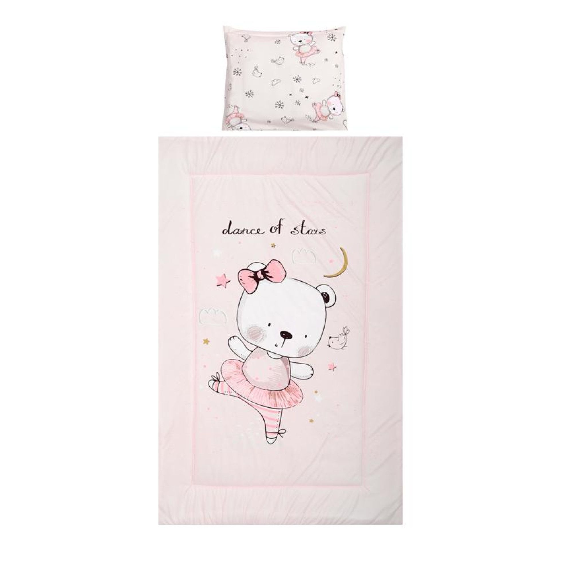 Set lenjerie pat 3 piese, bumbac ranforce, Cosy, Pink Ballerina Bear - Lorelli 1