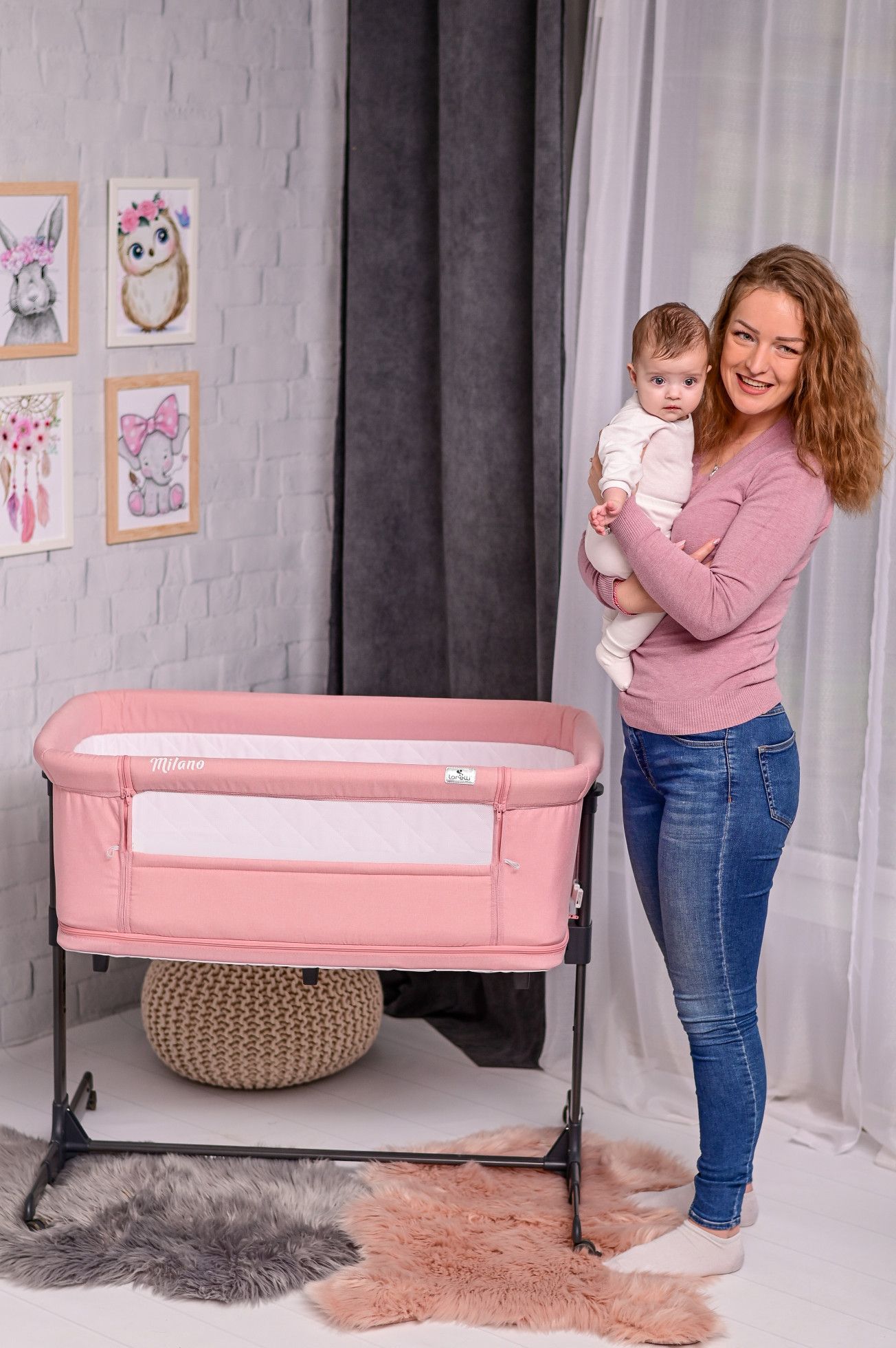 Patut 2 in 1 Co Sleeper, Milano, Pink - Lorelli 6