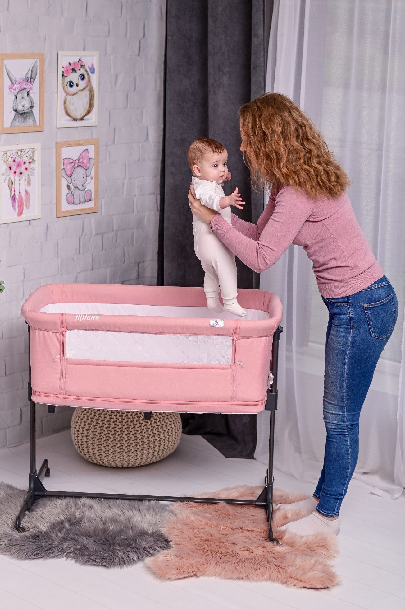 Patut 2 in 1 Co Sleeper, Milano, Pink - Lorelli 7