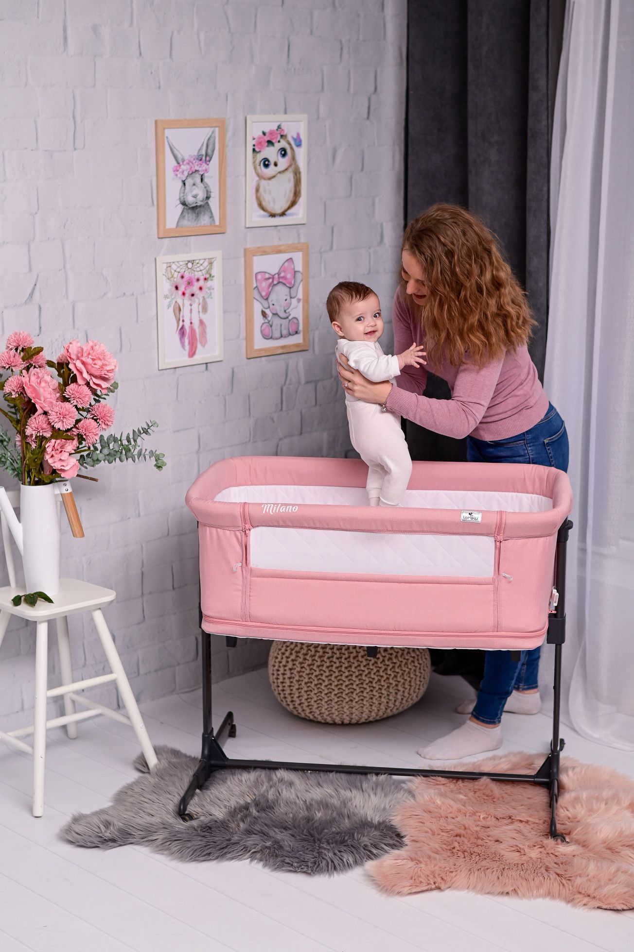 Patut 2 in 1 Co Sleeper, Milano, Pink - Lorelli 8