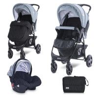 Carucior Set Daisy Basic, cos auto inclus, Silver Blue - Lorelli