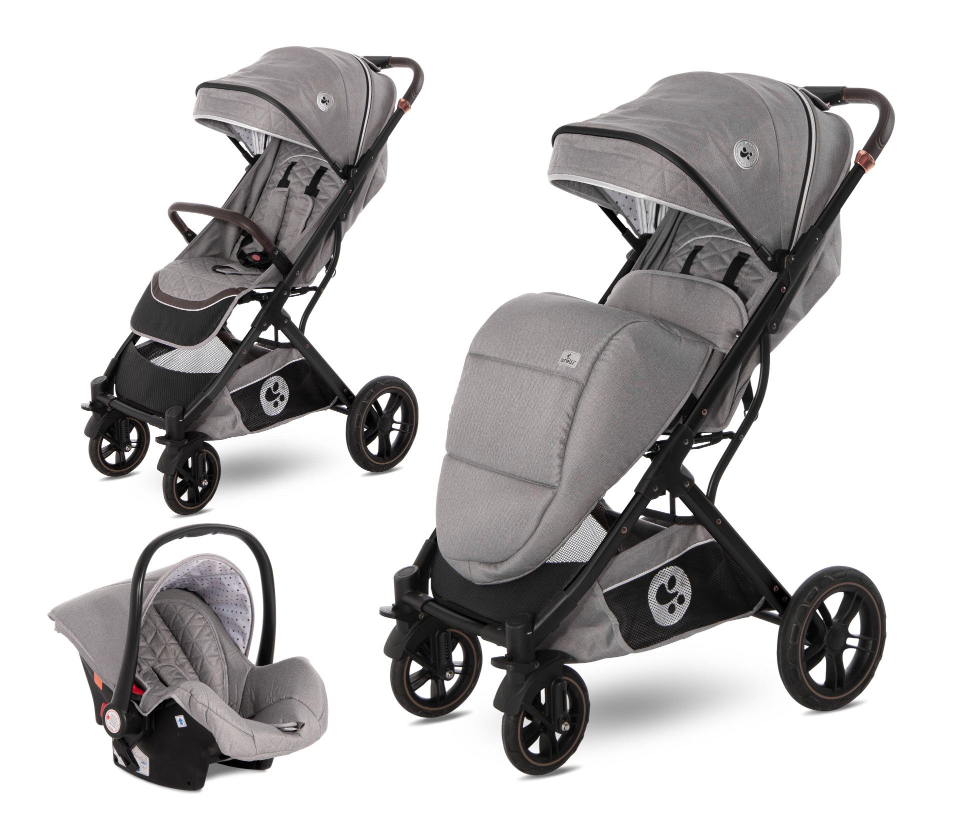 Carucior Set, Storm, pana la 22 kg, cos auto inclus, cadru aluminiu, Opaline Grey - Lorelli 1