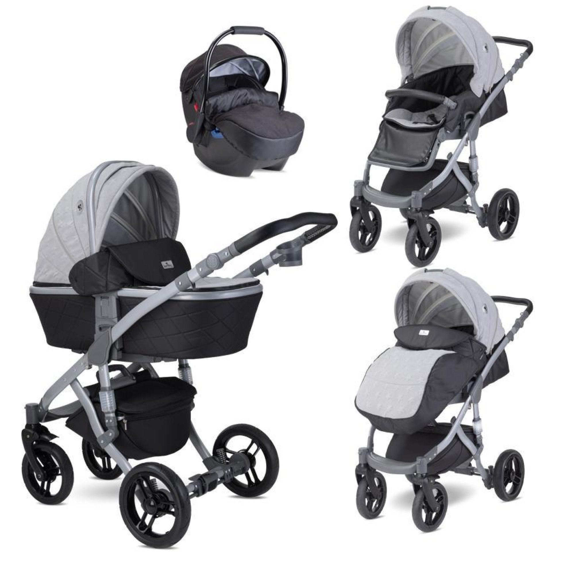 Carucior Set Rimini Premium, cos landou separat, Cool Grey Stars - Lorelli 7