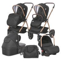 Carucior Set 3 in 1, Infinity, pana la 22 kg, Black Diamonds - Lorelli