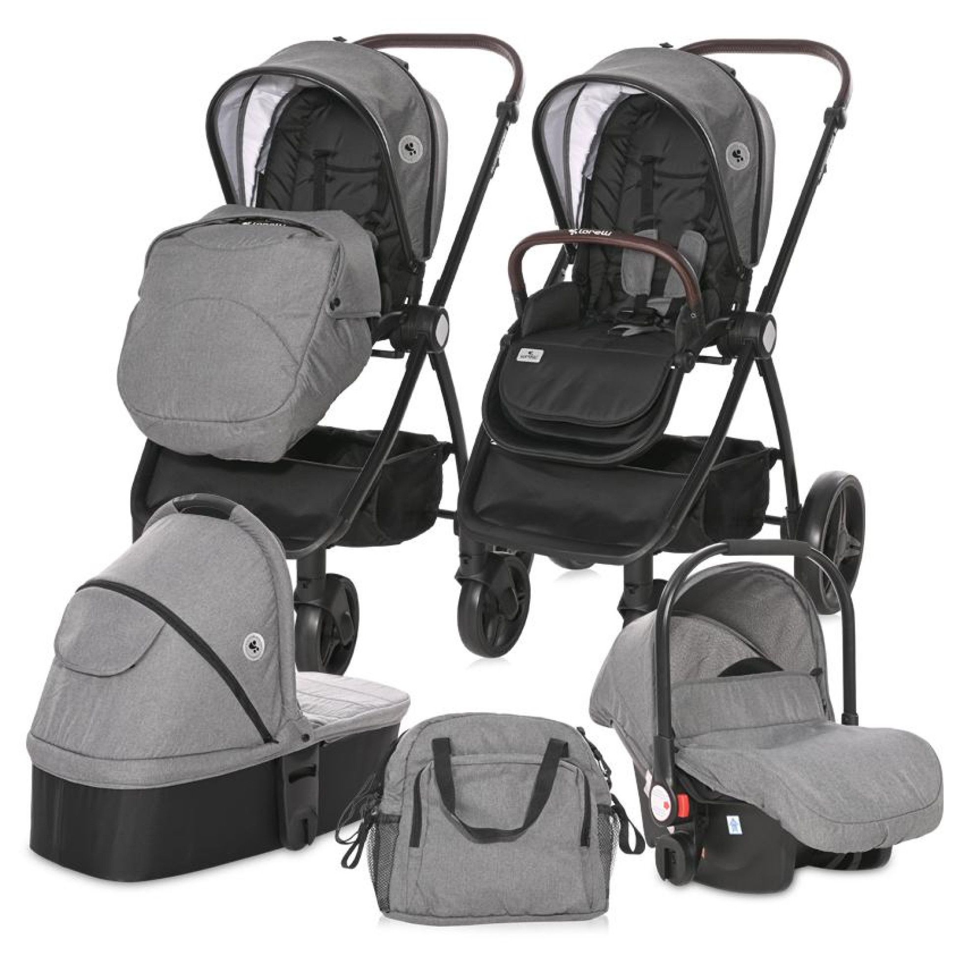 Carucior Set 3 in 1, Infinity, pana la 22 kg, Glacier Grey - Lorelli 1