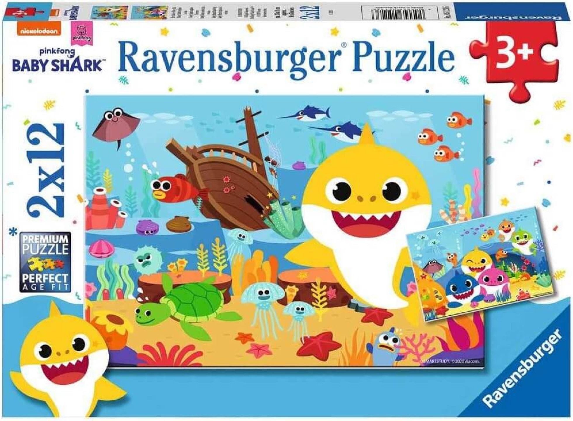 Puzzle Baby Shark, 2x12 piese - Ravensburger 1