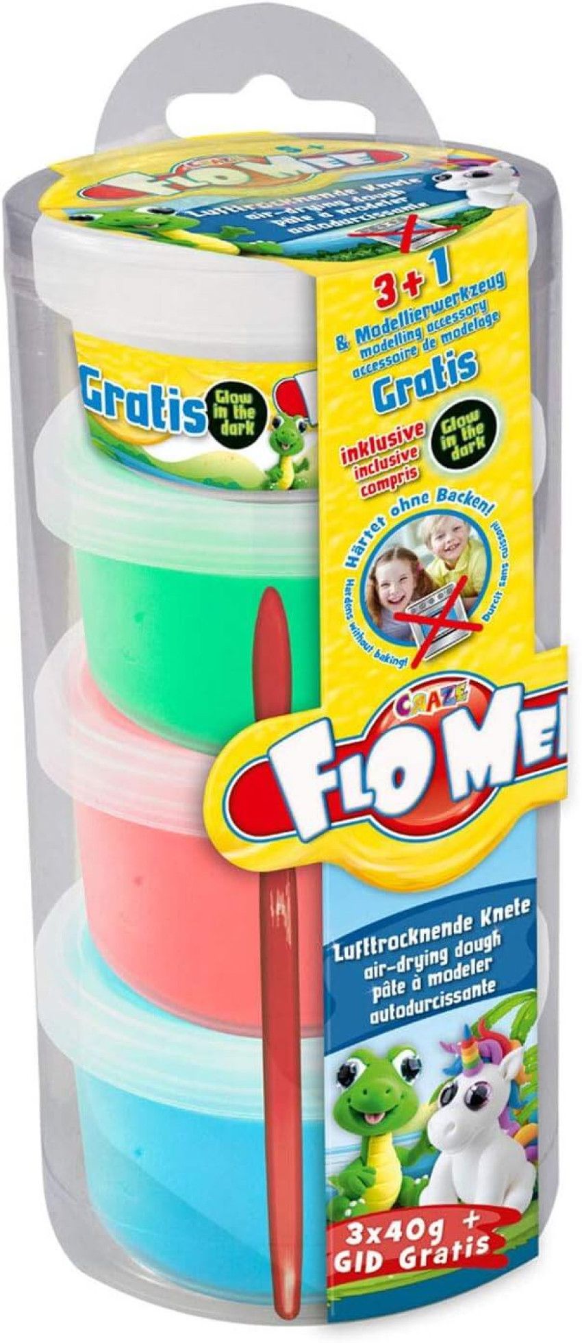 Set 4 tuburi de plastilina Flo Mee diverse culori - Craze 1