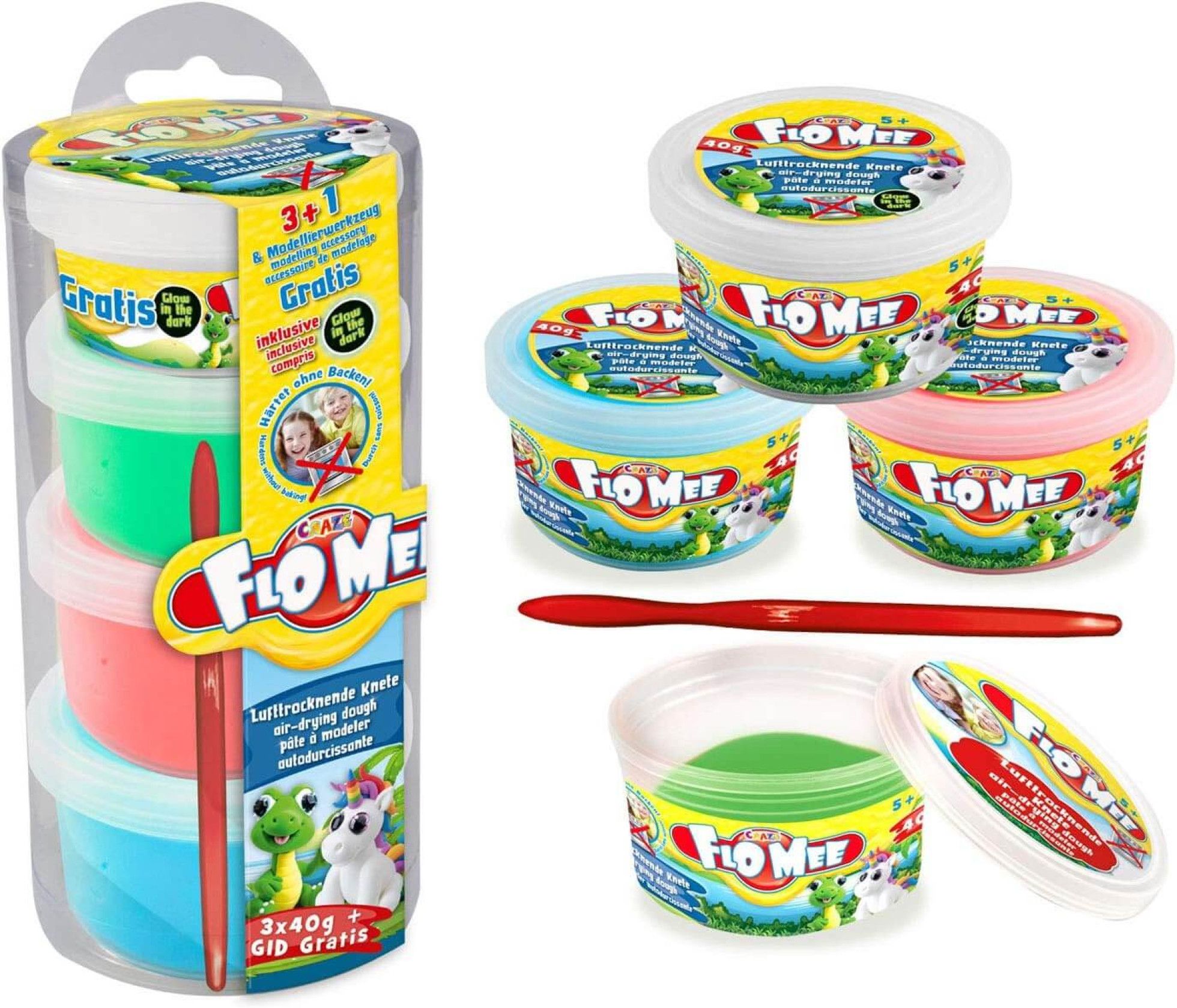 Set 4 tuburi de plastilina Flo Mee diverse culori - Craze 2