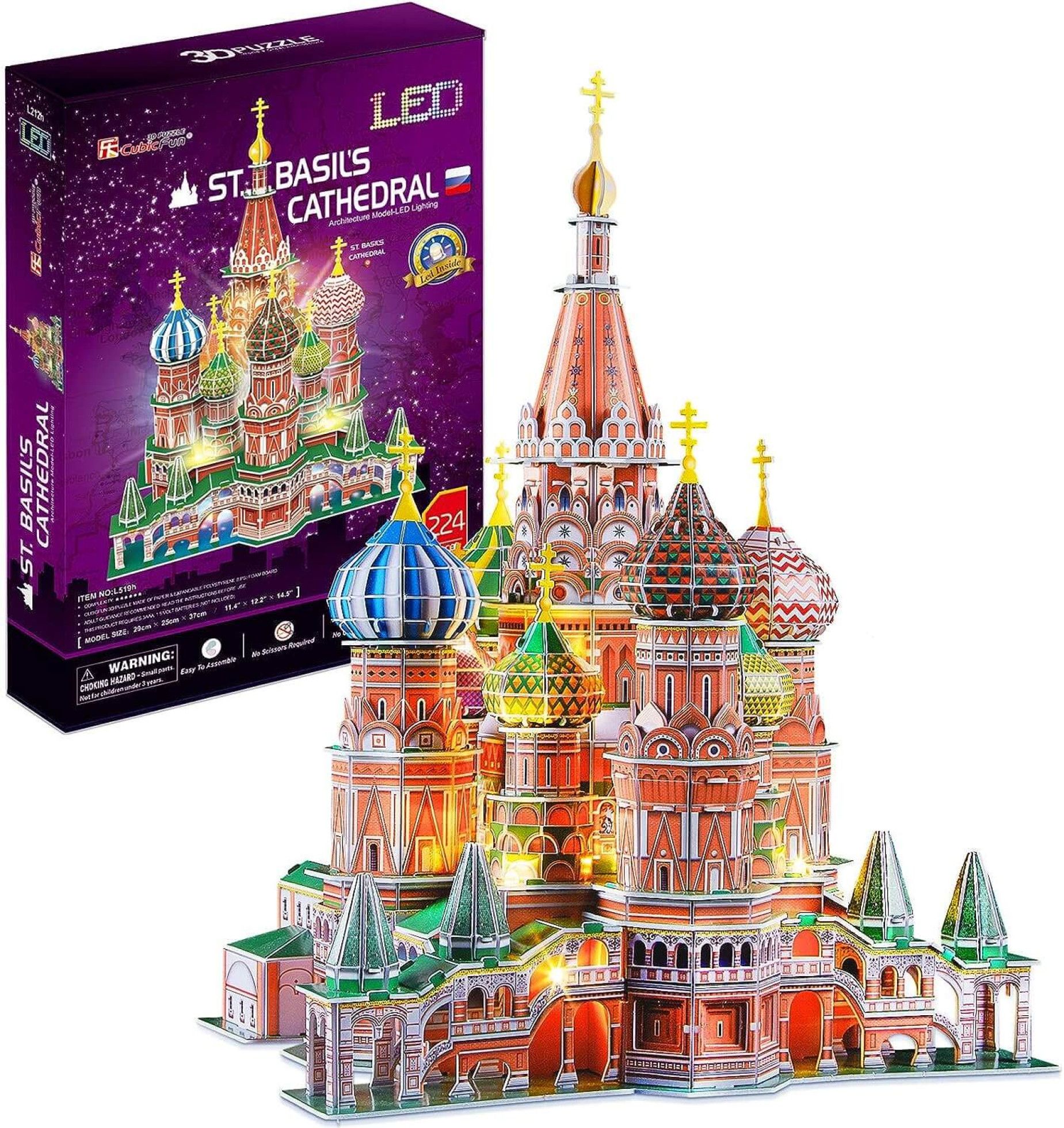 Puzzle 3D LED catedrala St. Basil 224 piese - CubicFun 1