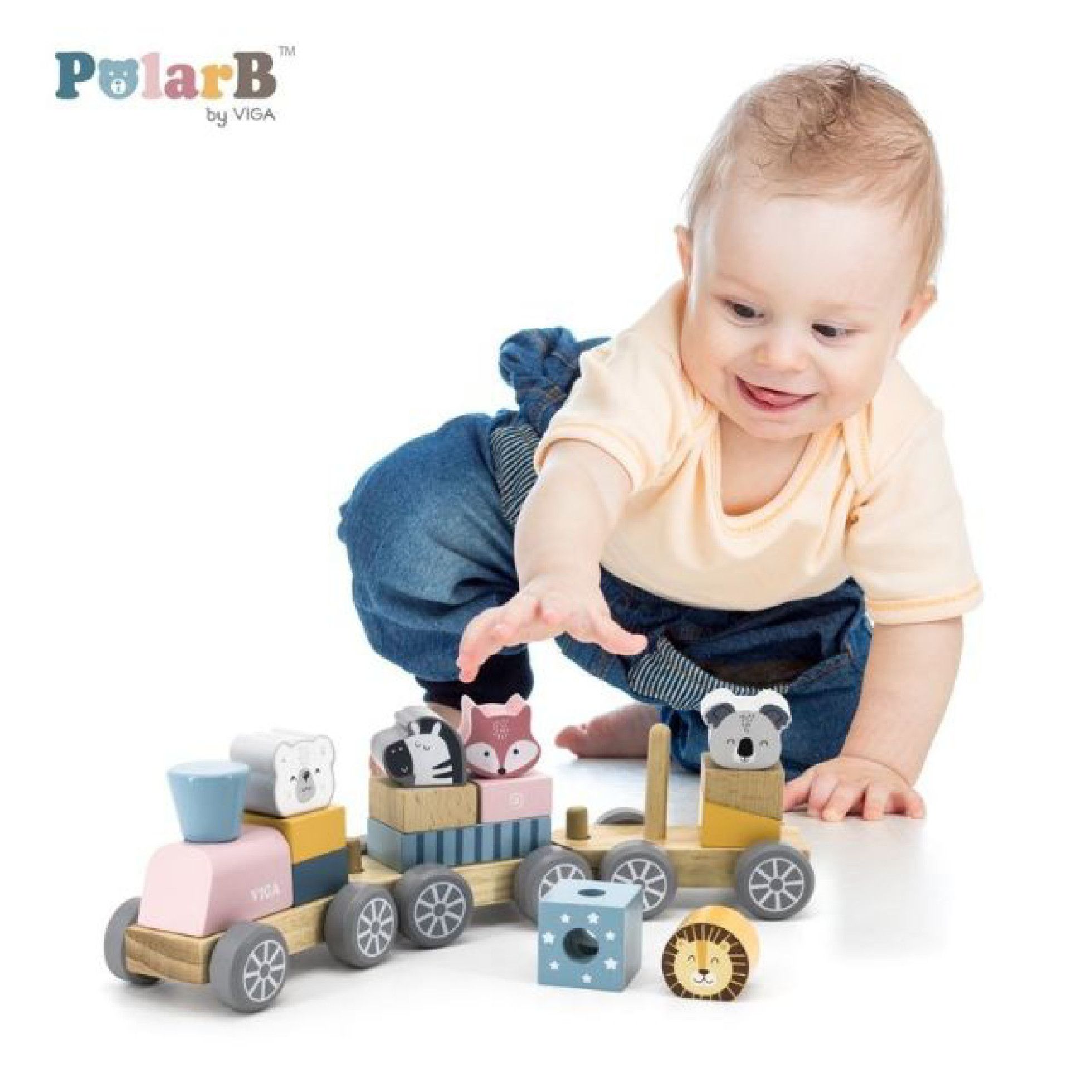 Joc de stivuire Trenulet PolarB - New Classic Toys 3