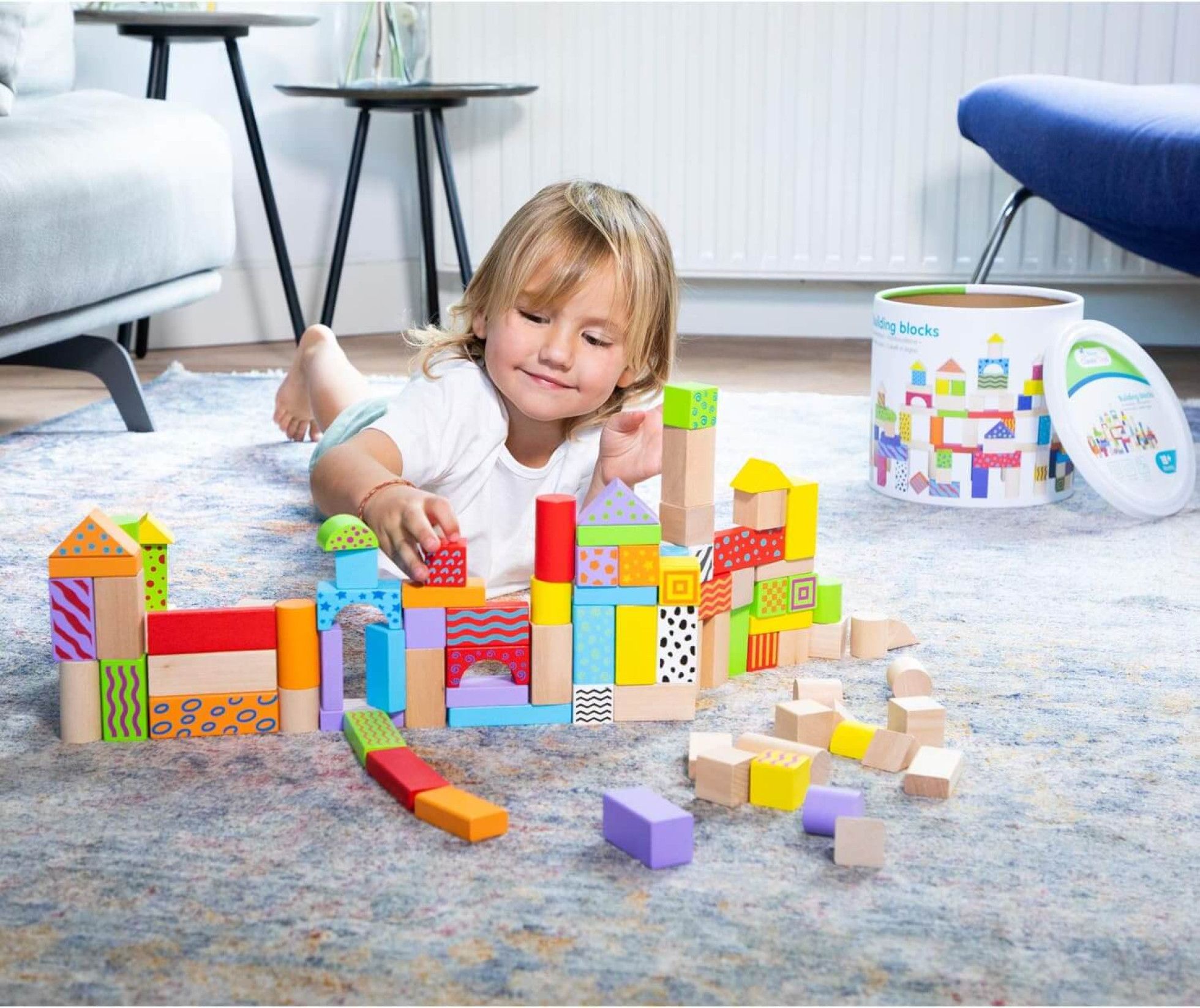 Set de constructie din lemn cu 100 de piese - New Classic Toys 9