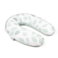 Perna mare pentru gravide si bebelusi 3 in 1 din bumbac organic Buddy Leaves Aqua Green - Doomoo