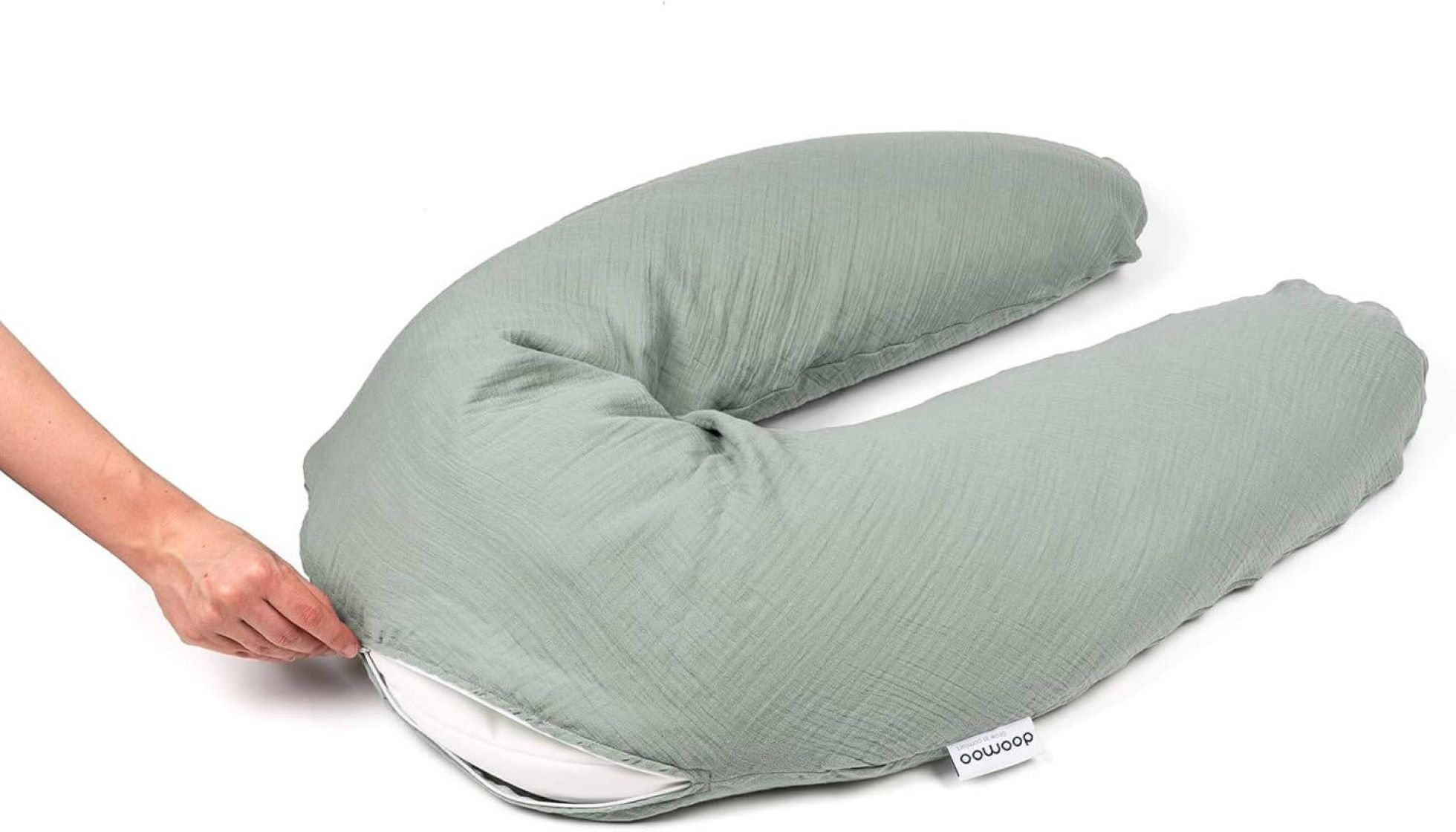 Perna mare pentru gravide 3 in 1 Comfy Big Tetra Green din bumbac organic - Doomoo 2