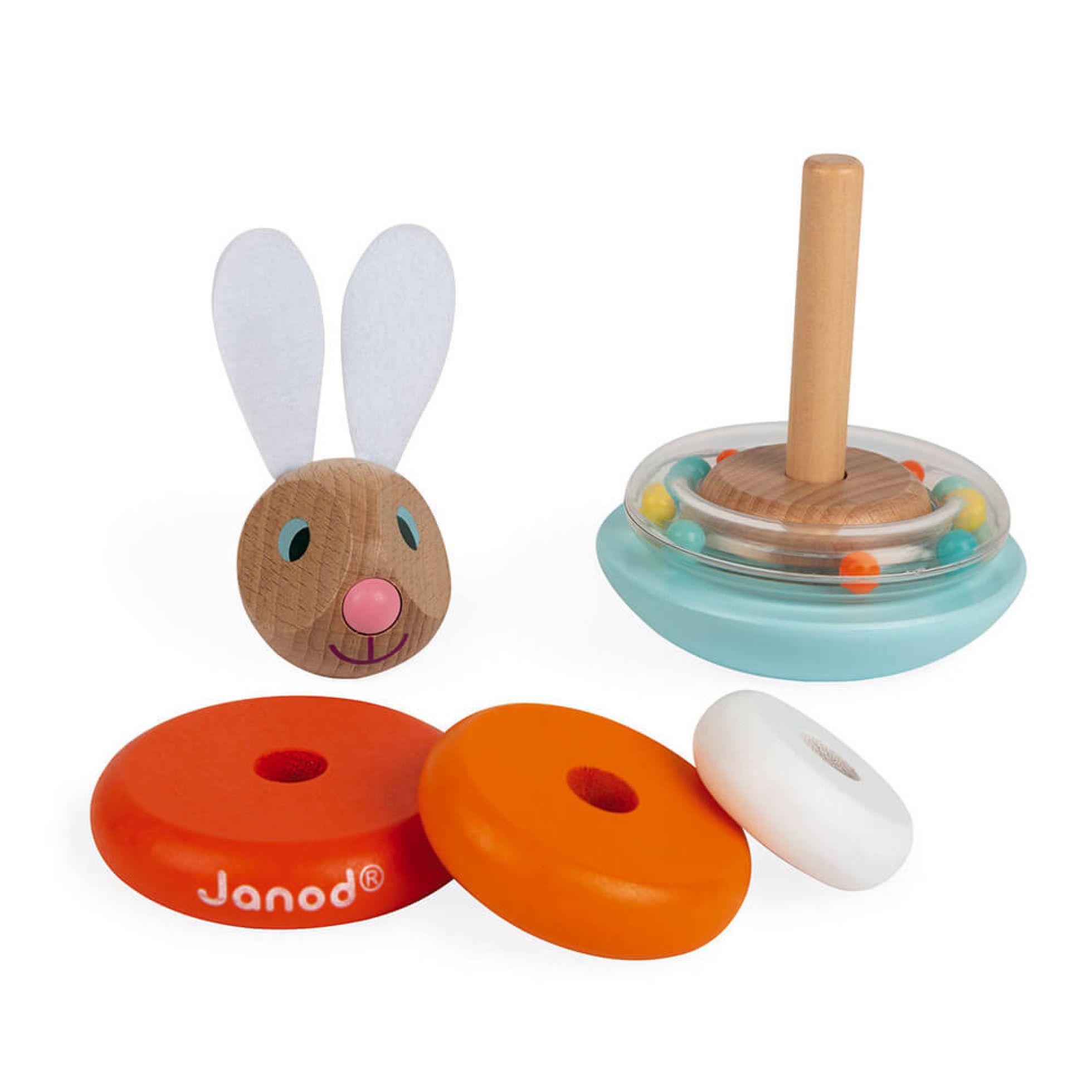 Jucarie de stivuit iepuras din lemn Roly-Poly Rabbit - Janod 4