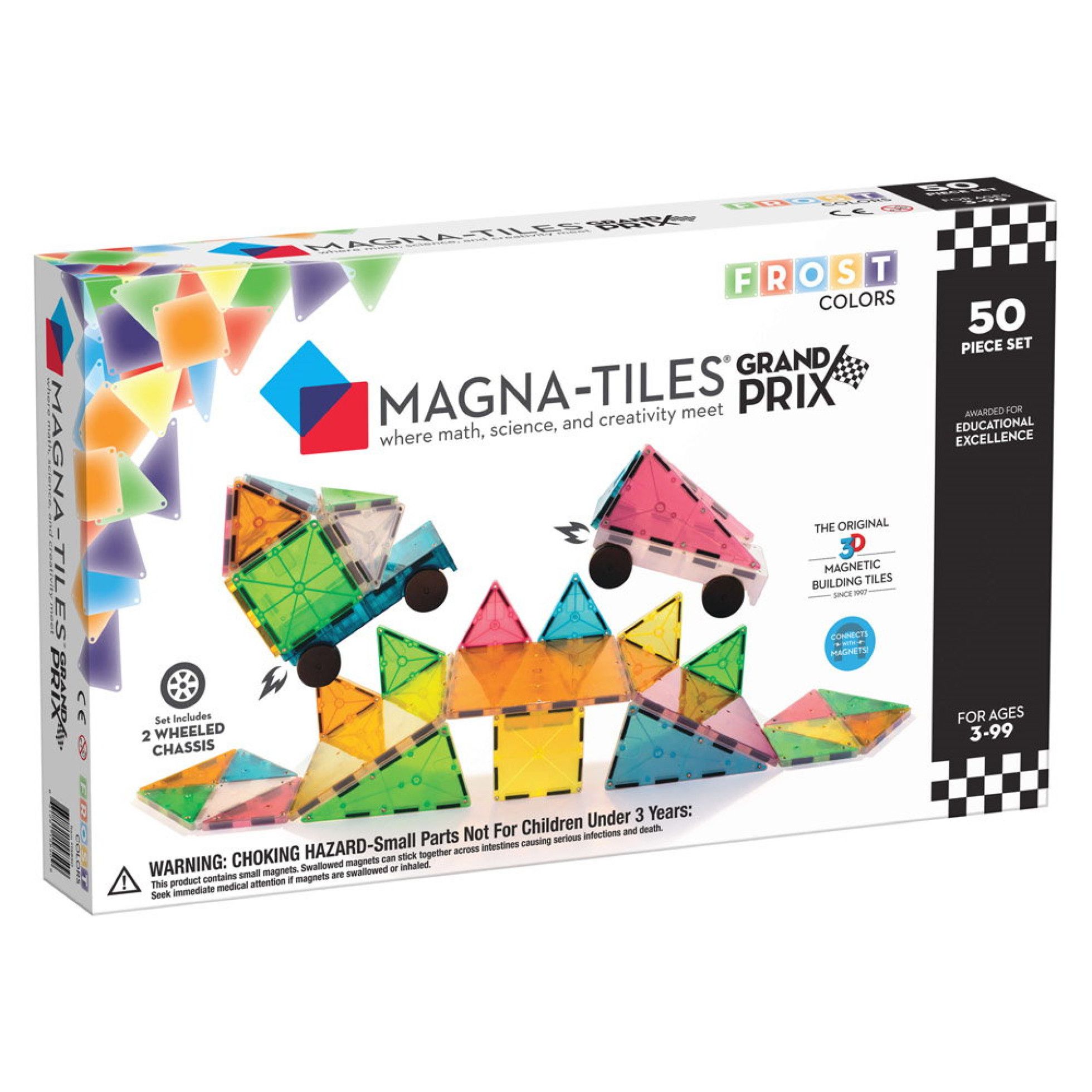 Set Magnetic Grand Prix, 50 de piese cu masinute - Magna-Tiles 1