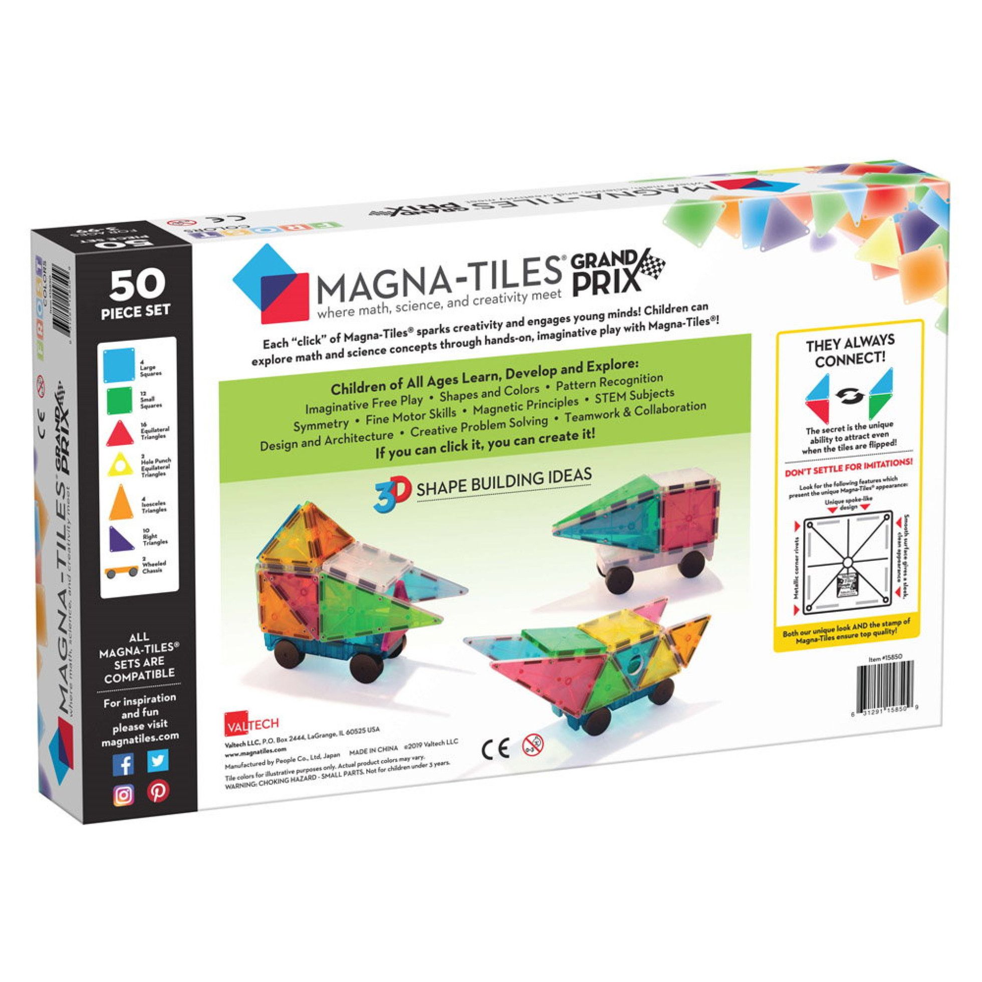 Set Magnetic Grand Prix, 50 de piese cu masinute - Magna-Tiles 4