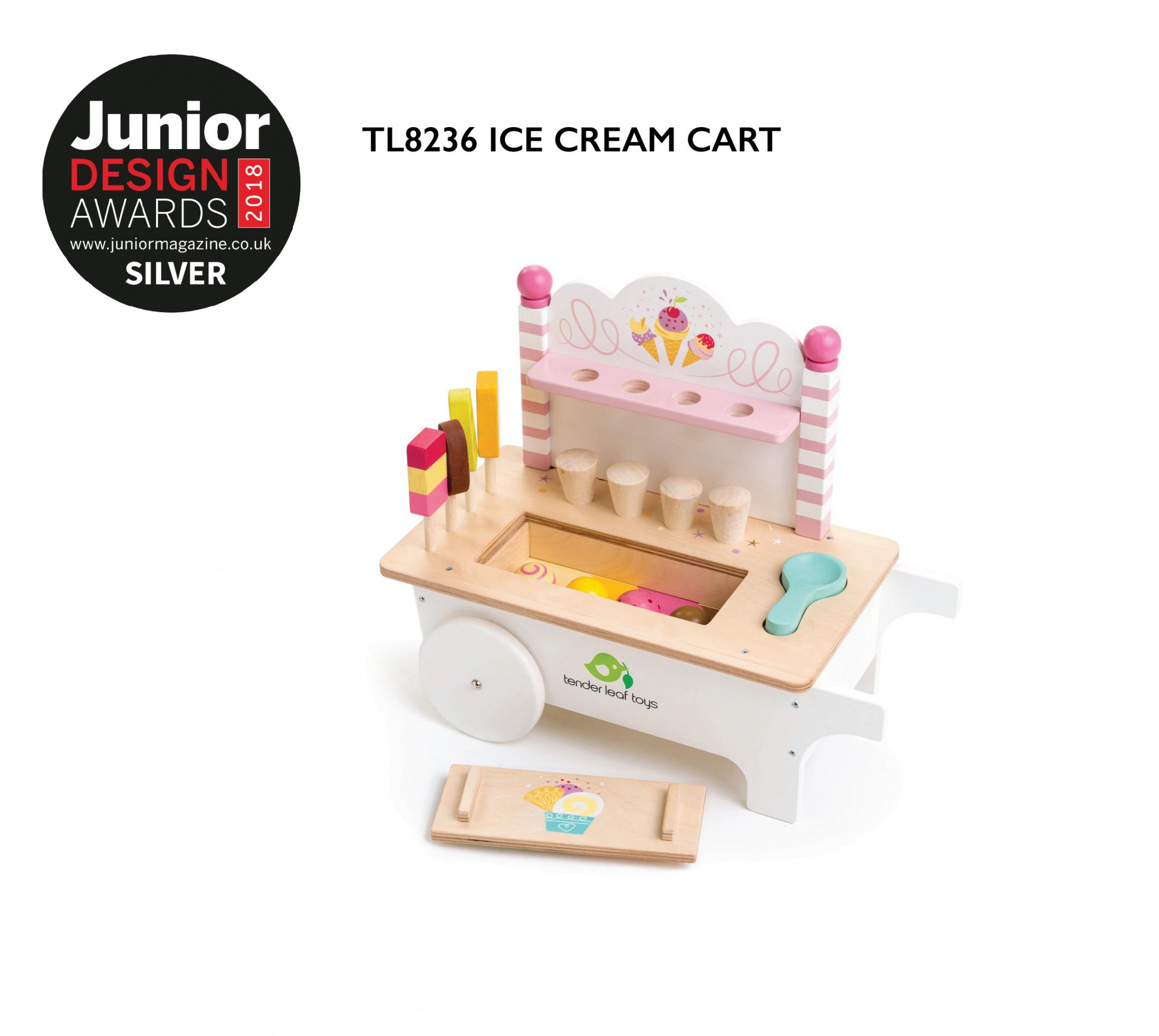 Carucior din lemn cu Inghetata Ice Cream Cart - Tender Leaf 5